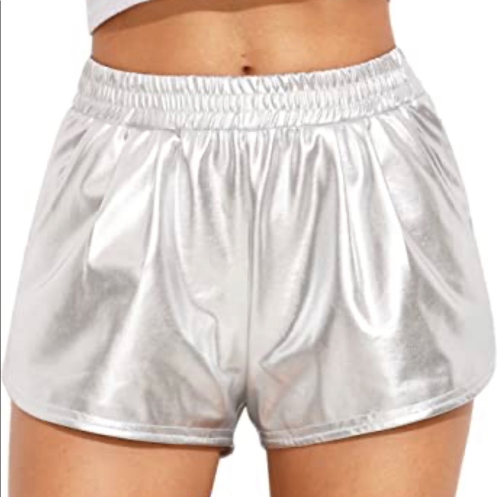 Metallic silver shorts